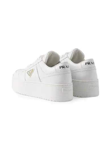 Prada Women's Downtown Bold Leather Sneakers - White | Thumbnail 3