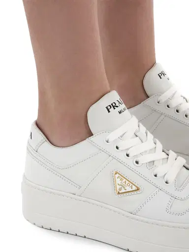 Prada Women's Downtown Bold Leather Sneakers - White | Thumbnail 5