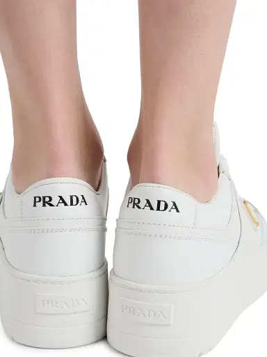 Prada Women's Downtown Bold Leather Sneakers - White | Thumbnail 6