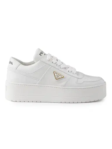 Prada Women's Downtown Bold Leather Sneakers - White | Thumbnail 1