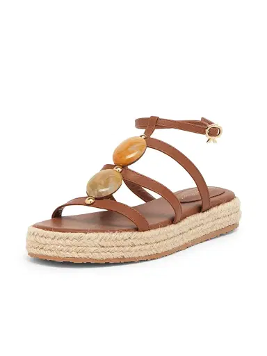 Gianvito Rossi Women's Corda 25MM Embellished Leather Platform Sandals - Cuoio Naturale - Size 11 | Thumbnail 2