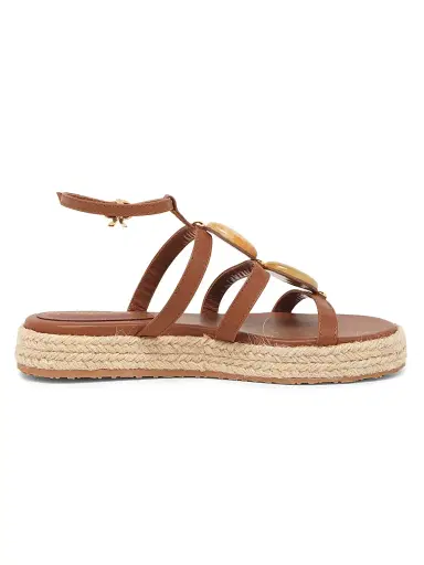 Gianvito Rossi Women's Corda 25MM Embellished Leather Platform Sandals - Cuoio Naturale - Size 11 | Thumbnail 1