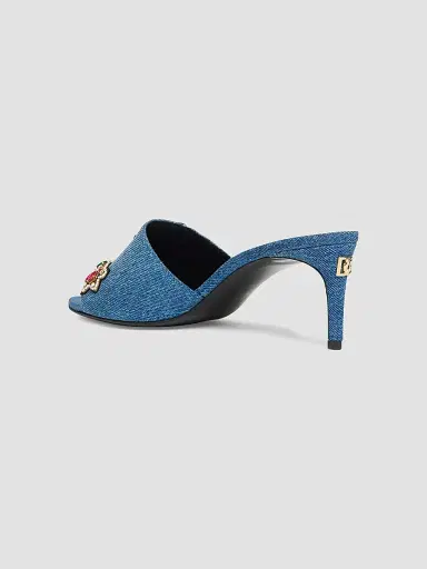 Dolce & Gabbana Women's 60MM Crystal-Embellished Denim Mules - Blue | Thumbnail 4 Dolce & Gabbana Women's 60MM Crystal-Embellished Denim Mules - Blue | Thumbnail 4