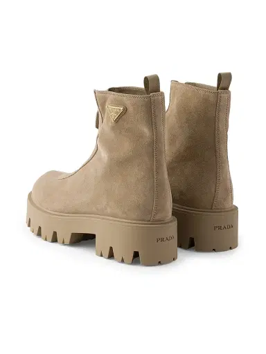 Prada Women's Suede Booties with Zip - Beige Khaki - Size 11 | Thumbnail 4 Prada Women's Suede Booties with Zip - Beige Khaki - Size 11 | Thumbnail 4