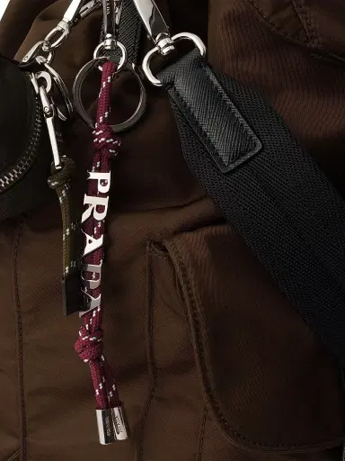 Prada Men's Cord Key Ring - Dark Red | Thumbnail 3 Prada Men's Cord Key Ring - Dark Red | Thumbnail 3