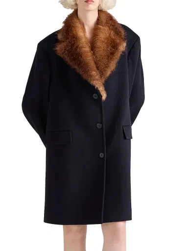 Prada Women's Single-Breasted Cloth Coat - Blue | Thumbnail 2 Prada Women's Single-Breasted Cloth Coat - Blue | Thumbnail 2