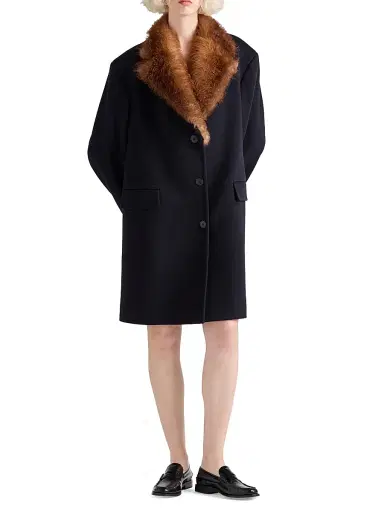 Prada Women's Single-Breasted Cloth Coat - Blue | Thumbnail 7 Prada Women's Single-Breasted Cloth Coat - Blue | Thumbnail 7