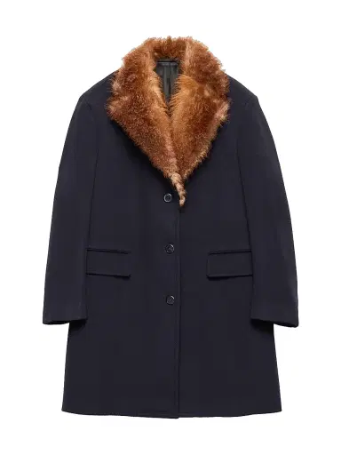 Prada Women's Single-Breasted Cloth Coat - Blue | Thumbnail 1 Prada Women's Single-Breasted Cloth Coat - Blue | Thumbnail 1