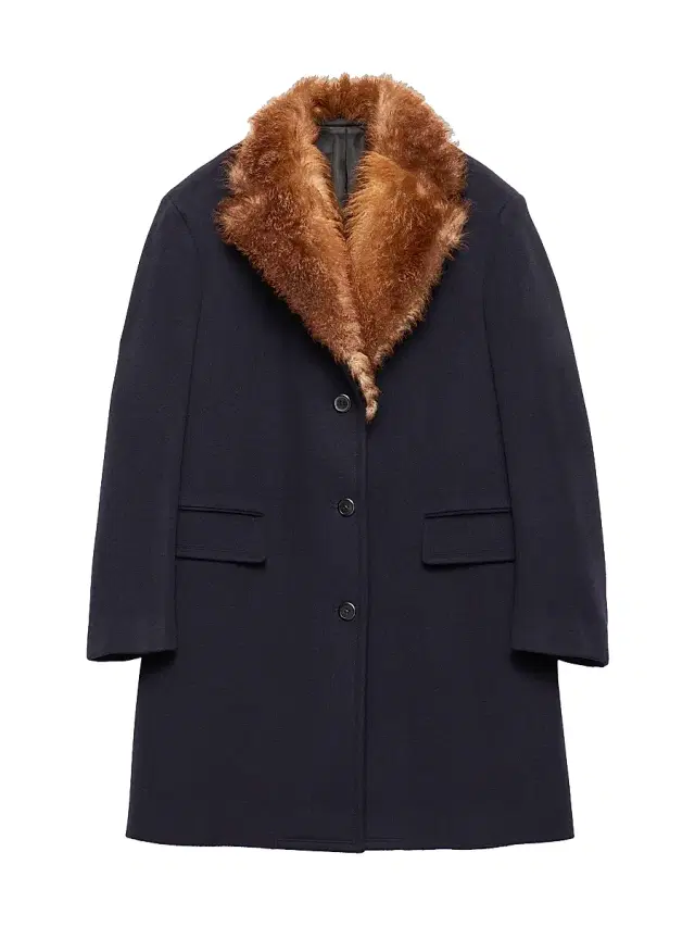 Women's Single-Breasted Cloth Coat - Blue