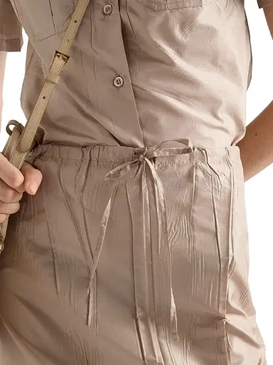 Prada Women's Taffeta Midi Skirt - Beige Khaki | Thumbnail 4
