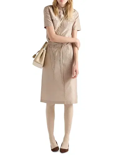 Prada Women's Taffeta Midi Skirt - Beige Khaki | Thumbnail 5