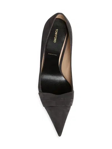 TOM FORD Women's Eva 85MM Suede Pumps - Dark Grey | Thumbnail 4