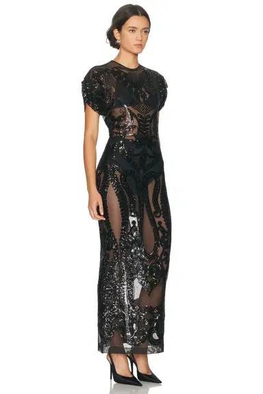 Norma Kamali Cap Sleeve Long Dress | Thumbnail 2 Norma Kamali Cap Sleeve Long Dress | Thumbnail 2