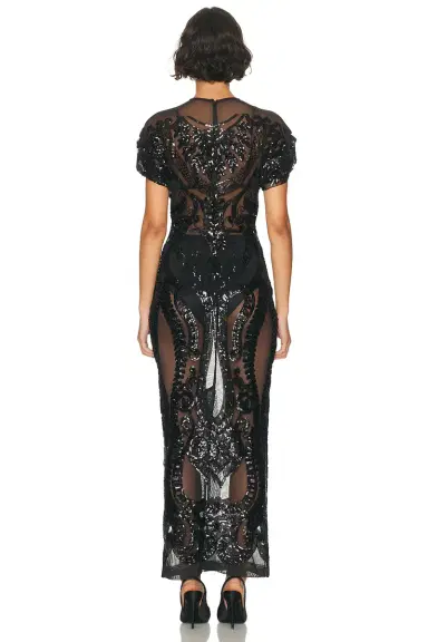 Norma Kamali Cap Sleeve Long Dress | Thumbnail 3 Norma Kamali Cap Sleeve Long Dress | Thumbnail 3