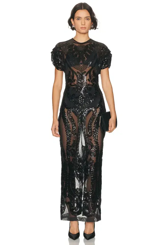 Norma Kamali Cap Sleeve Long Dress
