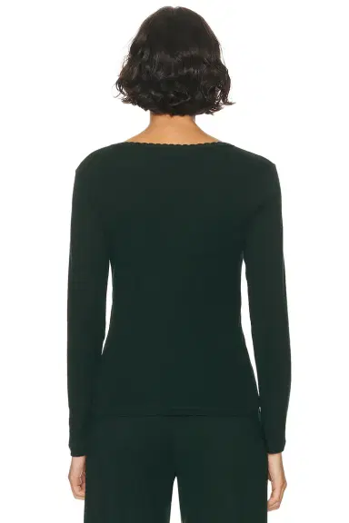 LESET Pointelle Slim Fit Long Sleeve Top | Thumbnail 3