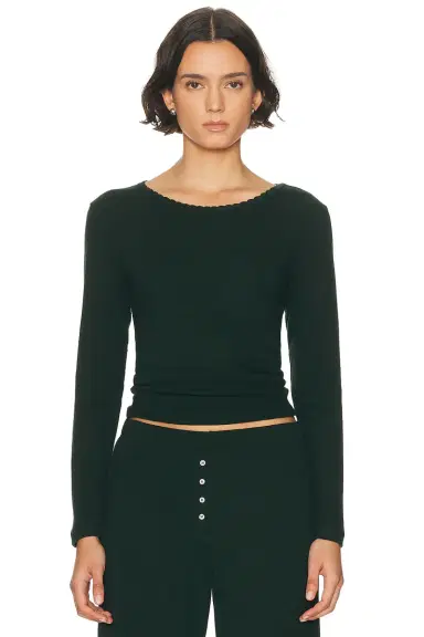 LESET Pointelle Slim Fit Long Sleeve Top | Thumbnail 1