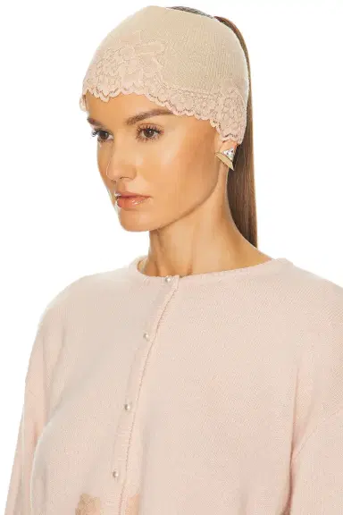 Valentino Garavani V Logo Cashmere Lace Headband | Thumbnail 2 Valentino Garavani V Logo Cashmere Lace Headband | Thumbnail 2