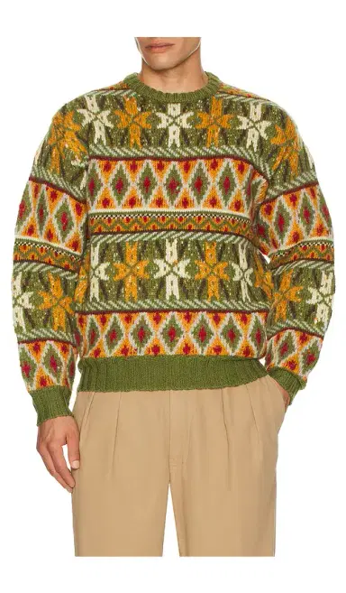 Beams Plus Crew Fair Isle Pattern 3G Sweater | Thumbnail 1