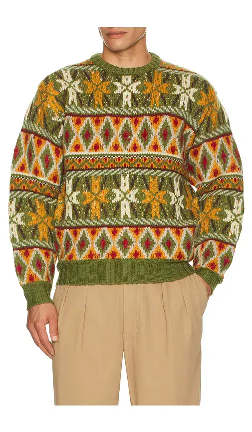 Beams Plus Crew Fair Isle Pattern 3G Sweater