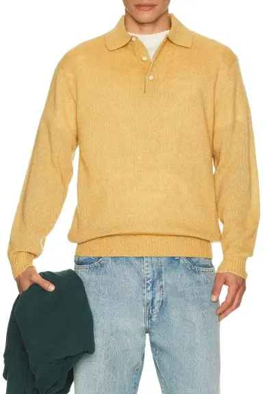 Beams Plus Knit Polo 9G Wool Silk Shaggy Yarn | Thumbnail 1