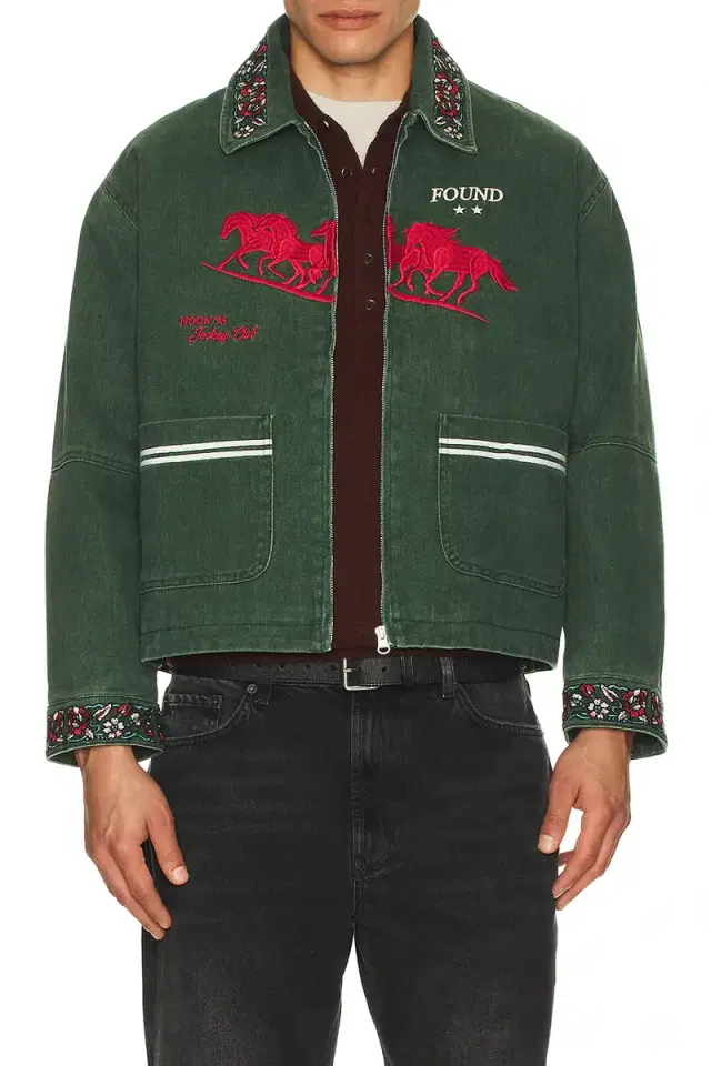 Found Jockey Club Embroidered Work Jacket