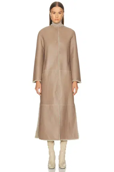 Yves Salomon Extra Long Draped Shearling Reversible Coat | Thumbnail 2