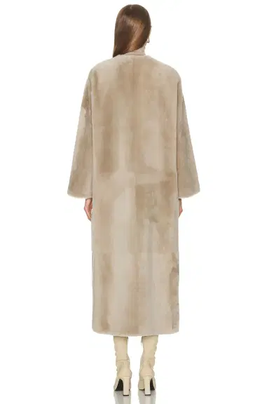Yves Salomon Extra Long Draped Shearling Reversible Coat | Thumbnail 4