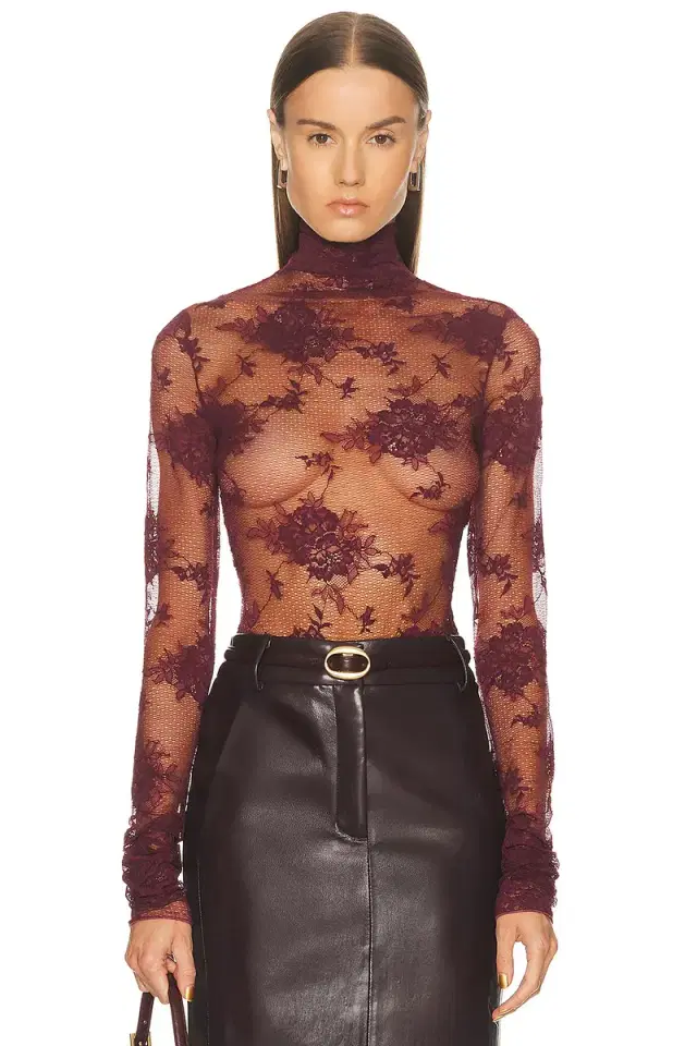 The Andamane Ziggy Lace Turtleneck Bodysuit
