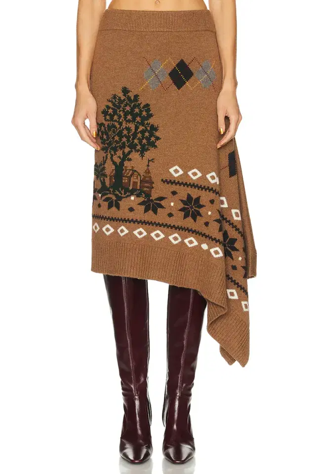 Mixed Fair Isle Midi Skirt