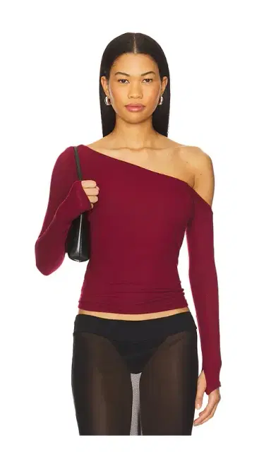 Michael Lauren Magdaleno Asymmetrical Fitted Cold Shoulder Long Sleeve Top | Thumbnail 1