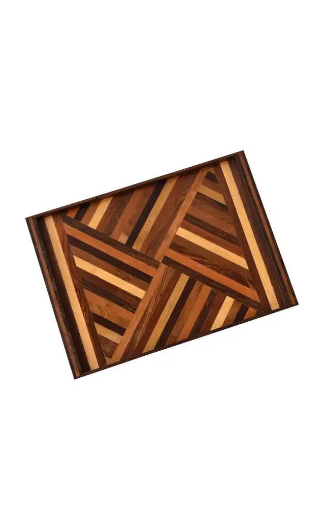 Vintage Mid-Century Decorative Parquetry Serving Tray By Don Shoemaker For Señal; S.A.; Circa 1960S - Brown
