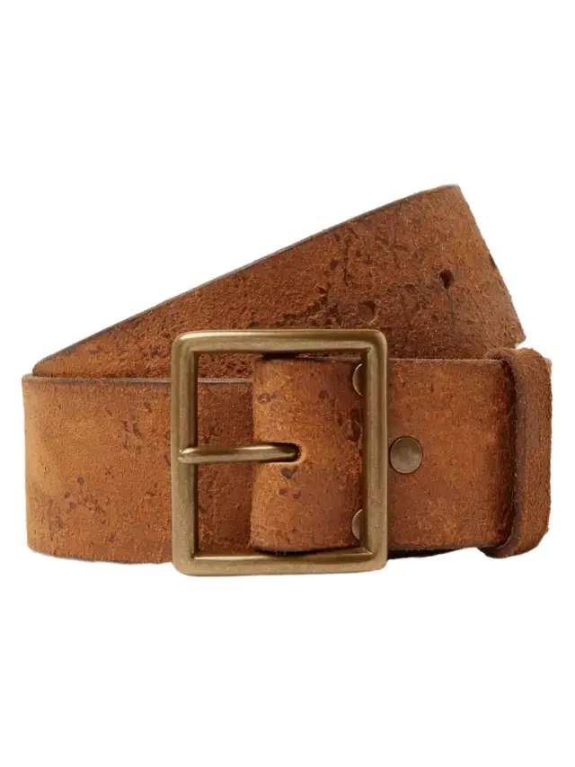 4.5cm Logo-Debossed Distressed Leather Belt - Men