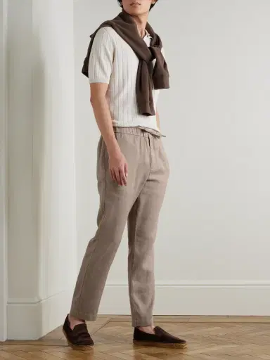 Frescobol Carioca Oscar Straight-Leg Linen and Cotton-Blend Drawstring Trousers - Men | Thumbnail 2