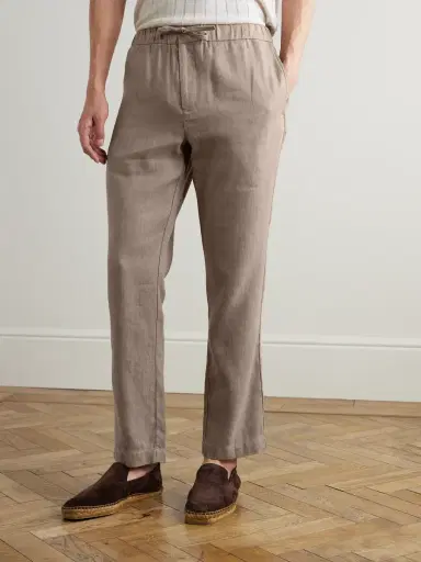 Frescobol Carioca Oscar Straight-Leg Linen and Cotton-Blend Drawstring Trousers - Men | Thumbnail 3