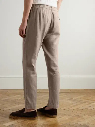 Frescobol Carioca Oscar Straight-Leg Linen and Cotton-Blend Drawstring Trousers - Men | Thumbnail 4