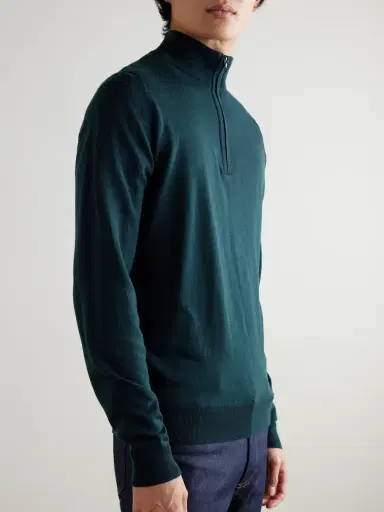 John Smedley Tapton Slim-Fit Merino Wool Half-Zip Sweater - Men | Thumbnail 3