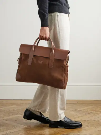 Bennett Winch Suede and Leather Briefcase - Men | Thumbnail 2 Bennett Winch Suede and Leather Briefcase - Men | Thumbnail 2