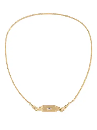 Marie Lichtenberg Evil Eye Baby Locket 18-karat Gold, Enamel And Sapphire Necklace | Thumbnail 1 Marie Lichtenberg Evil Eye Baby Locket 18-karat Gold, Enamel And Sapphire Necklace | Thumbnail 1