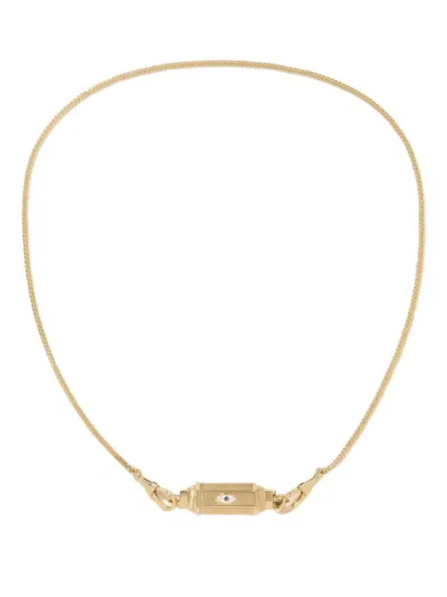 Marie Lichtenberg Evil Eye Baby Locket 18-karat Gold, Enamel And Sapphire Necklace