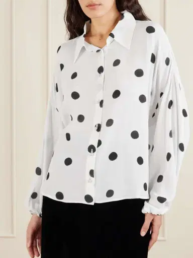BERNADETTE Maxine Polka-dot Crepe De Chine Shirt | Thumbnail 3