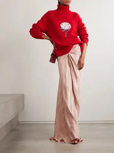BERNADETTE Sharon Oversized Intarsia Pointelle-knit Wool-blend Turtleneck Sweater | Thumbnail 2 BERNADETTE Sharon Oversized Intarsia Pointelle-knit Wool-blend Turtleneck Sweater | Thumbnail 2