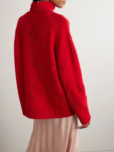 BERNADETTE Sharon Oversized Intarsia Pointelle-knit Wool-blend Turtleneck Sweater | Thumbnail 4 BERNADETTE Sharon Oversized Intarsia Pointelle-knit Wool-blend Turtleneck Sweater | Thumbnail 4