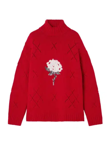 BERNADETTE Sharon Oversized Intarsia Pointelle-knit Wool-blend Turtleneck Sweater | Thumbnail 1 BERNADETTE Sharon Oversized Intarsia Pointelle-knit Wool-blend Turtleneck Sweater | Thumbnail 1