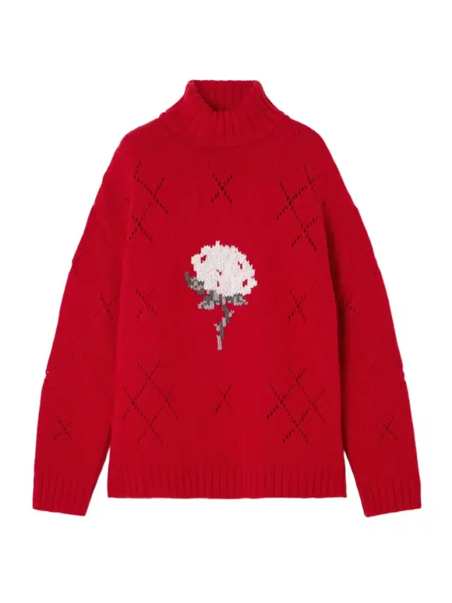 Sharon Oversized Intarsia Pointelle-knit Wool-blend Turtleneck Sweater