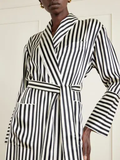 Olivia von Halle Nika Belted Striped Silk-satin Robe | Thumbnail 5