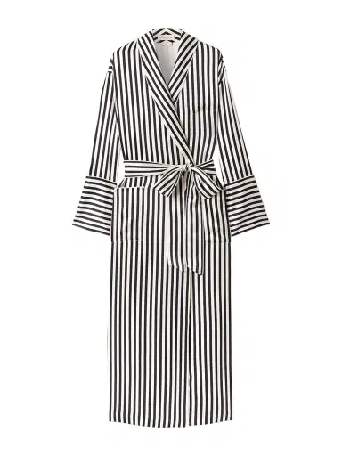 Olivia von Halle Nika Belted Striped Silk-satin Robe | Thumbnail 1
