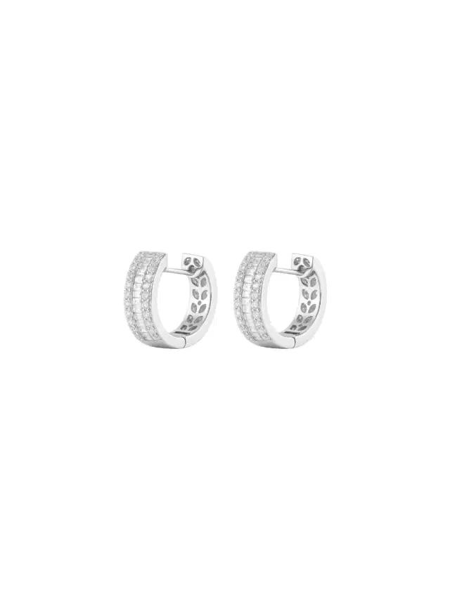 Wish Fine Jewelry 1.10ct Diamond 18K Gold Huggie Hoop Earrings