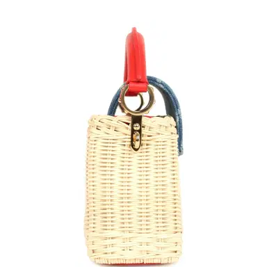 Louis Vuitton Louis Vuitton X Takashi Murakami Capucines Mini Red and Blue Monogram Cherry Denim and Rattan Wicker Gold Hardware | Thumbnail 3 Louis Vuitton Louis Vuitton X Takashi Murakami Capucines Mini Red and Blue Monogram Cherry Denim and Rattan Wicker Gold Hardware | Thumbnail 3