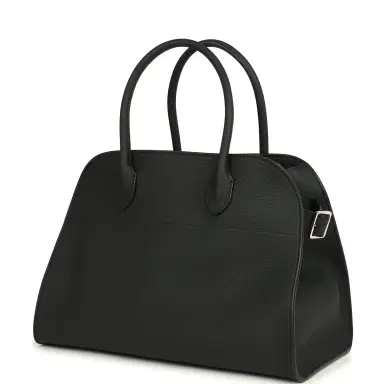 The Row The Row Soft Margaux 12 Bag Black Calfskin Silver Hardware | Thumbnail 4 The Row The Row Soft Margaux 12 Bag Black Calfskin Silver Hardware | Thumbnail 4